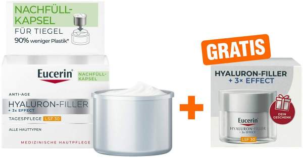 Eucerin Anti-Age Hyaluron-Filler Tag LSF 30 Refill 50 ml + gratis Hyaluron Filler XMas Tagespflege LSF30 20 ml