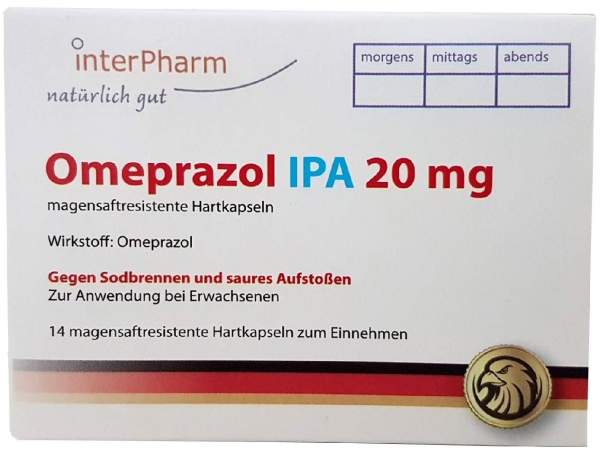 Omeprazol IPA 20 mg 14 magensaftresistente Hartkapseln von Inter Pharm