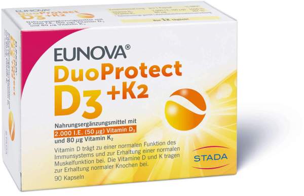 Eunova DuoProtect D3 + K2 2000 I.E. 90 Kapseln
