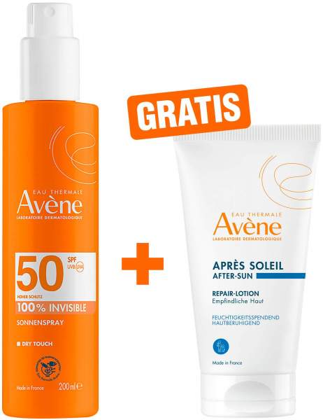 Avene Sonnenspray SPF 50 200 ml + gratis Avene Repair - Lotion nach der Sonne 50 ml