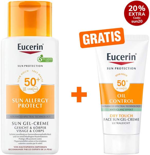Eucerin Sun Allergy Protect Creme Gel LSF 50+ 150 ml + gratis Sun Gel-Creme Oil Control 20 ml