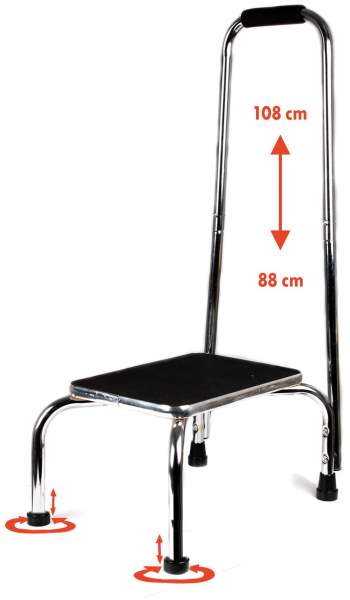 Trittstufe mit höhenverstellbarem Haltegriff 88 - 108 cm