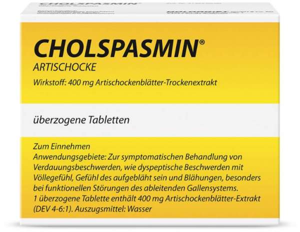 Cholspasmin Artischocke 100 überzogene Tabletten