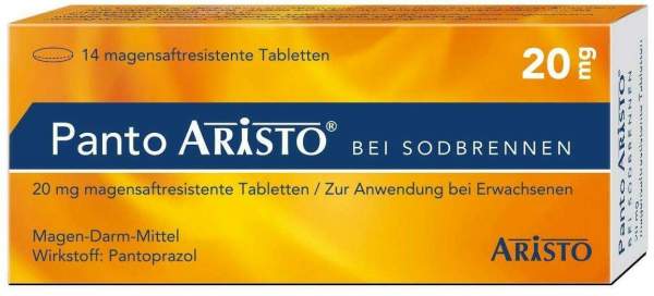 Panto Aristo bei Sodbrennen 20 mg 14 Magensaftresistente Tabletten