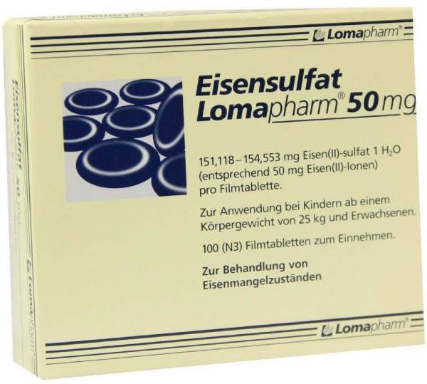 Eisensulfat Lomapharm 50 mg 100 Filmtabletten