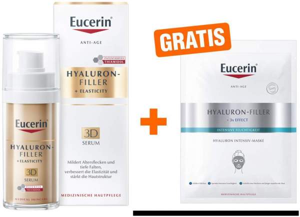 Eucerin Hyaluron Filler + Elasticity 3D Serum 30 ml + gratis Eucerin Anti Age Hyaluron Filler Intensiv Maske 1 Stück