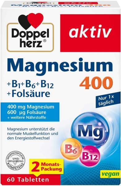 Doppelherz aktiv Magnesium 400 mg + B1 + B6 + B12 + Folsäure 60 Tabletten