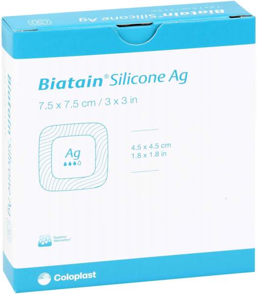 Biatain Silicone AG Schaumverband 7,5 X 7,5 cm 5 Stück