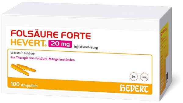 Folsäure Forte Hevert 20 mg Injektionslösung 100 Ampullen