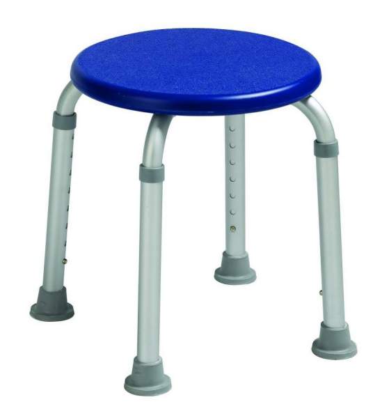 Duschhocker aus Aluminium, blau, höhenverstellbar