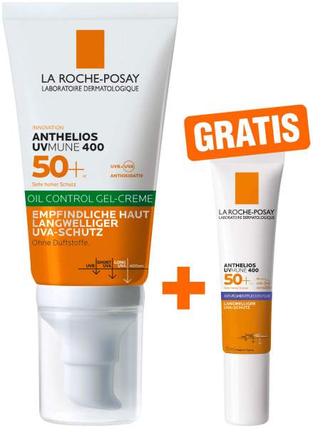 La Roche Posay Anthelios Oil Control Gel-Creme UV Mune 400 LSF 50+ 50 ml + gratis Anthelios Anti-Pigment Fluid 15 ml