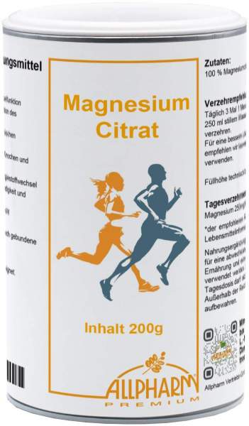 Magnesiumcitrat Pulver Premium Allpharm 200 g