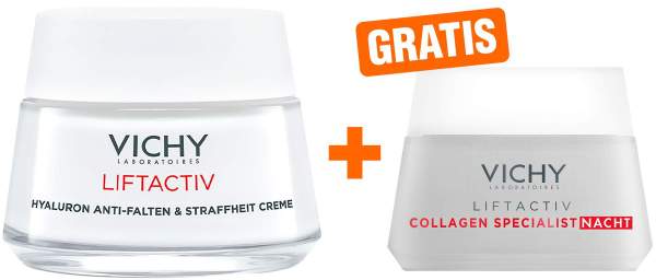 Vichy Liftactiv Supreme Tag normale Haut 50 ml Creme + gratis Vichy Liftactiv Collagen Specialist Nacht 15 ml