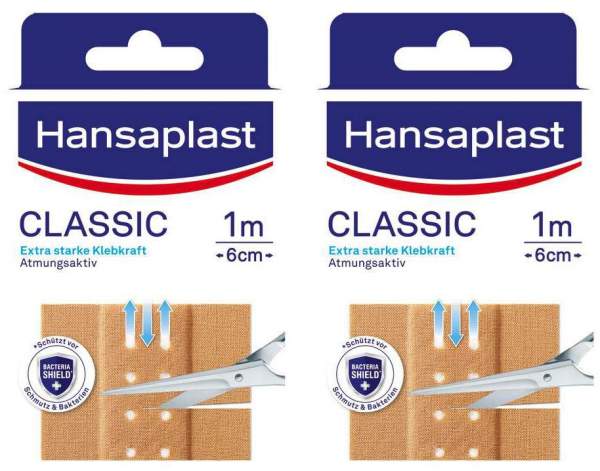 Hansaplast Classic Pflaster 2 Stück je 1 m x 6 cm