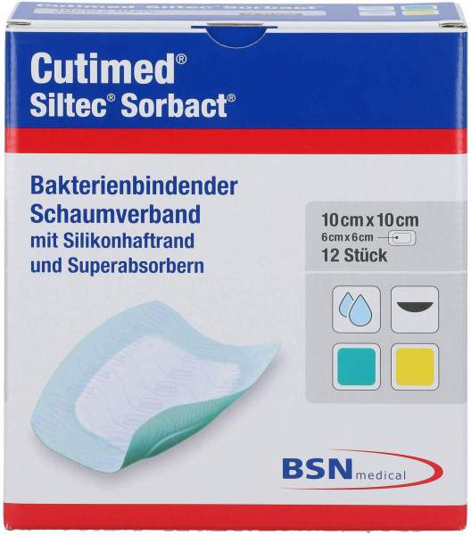 Cutimed Siltec Sorbact Pu-Verb. 10 X 10 cm 12 Stück