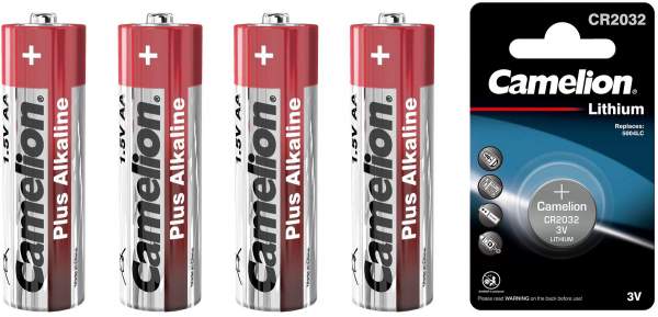 AAA Alkaline Plus Batterie 4 StückCamelion + 1 x CR2032 Knopfzelle