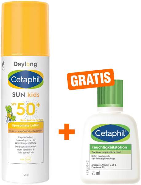 Cetaphil Sun Daylong Kids SPF 50+ liposomale Lotion 150 ml + gratis Feuchtigkeitslotion 29 ml