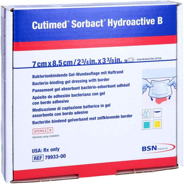Cutimed Sorbact Hydroactive B Gel-V. 7 X 8,5 cm Haft. 10 Stück