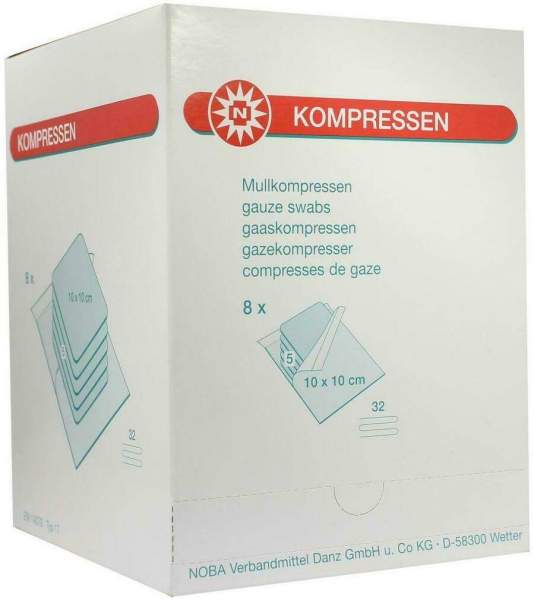 Mullkompressen 10 X 10 cm 32fach Steril 8 X 5 Stück