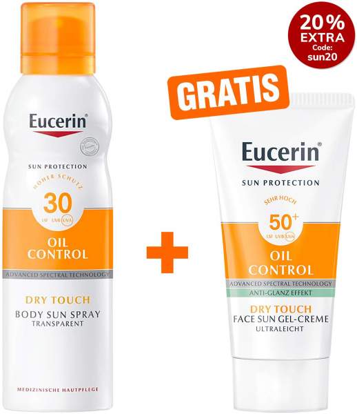 Eucerin Sun Oil Control Dry Touch LSF 30 200 ml Spray + gratis Sun Gel-Creme Oil Control 20 ml