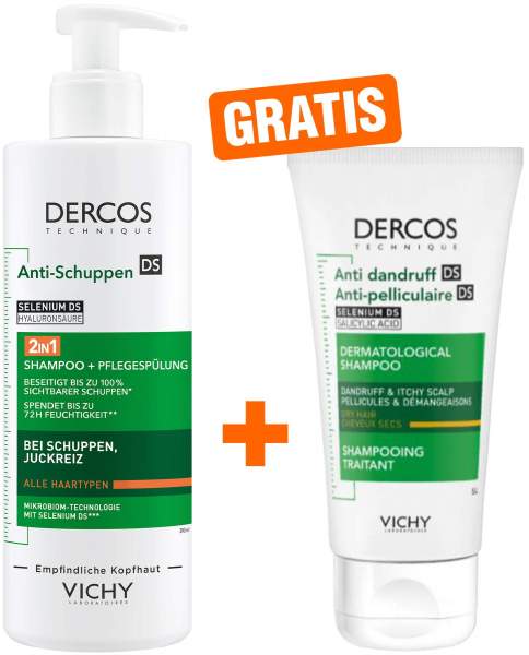 Vichy Dercos Anti-Schuppen 2in1 Shampoo + Conditioner 390 ml + gratis Vichy Dercos Anti Schuppen Shampoo 50 ml
