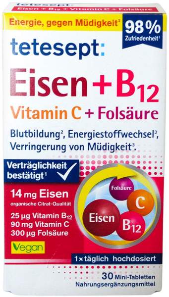 Tetesept Eisen+b12 Vitamin C+folsäure Filmtabl.