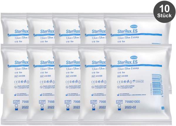 Sterilux ES Kompressen 7,5 x 7,5 cm steril 10 x 2 Stück 8-lagig