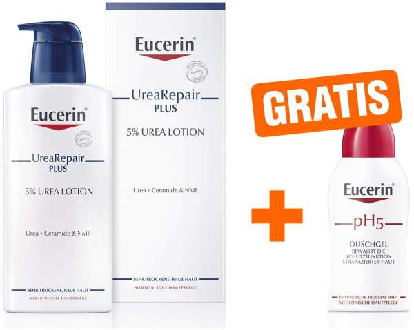 Eucerin UreaRepair Plus Lotion 5% 400 ml + gratis Eucerin pH 5 empfindliche Haut Duschgel 50 ml