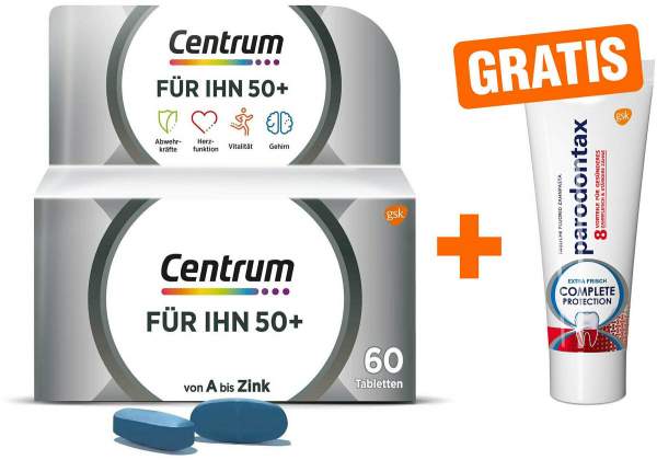 Centrum für Ihn 50+ Capletten 60 Tabletten + gratis Parodontax Complete Protection 15 ml