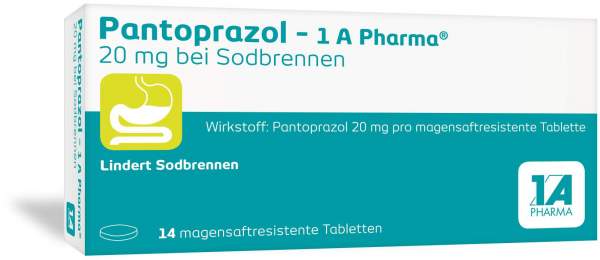 Pantoprazol 1A Pharma 20 mg 14 Tabletten bei Sodbrennen