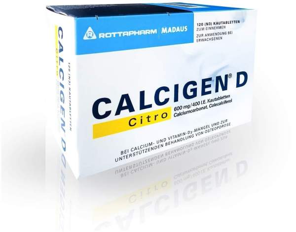 Calcigen D Citro 600 mg und 400 I.E. 120 Kautabletten