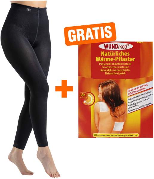 HeatHolders Thermo Beinwärmer Leggings Gr.S, schwarz + Gratis Wärmepflaster