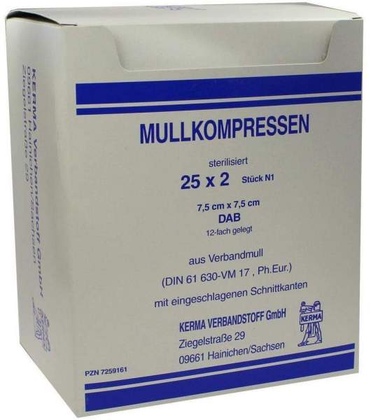 Mullkompressen Bw 7,5 X 7,5 cm 12fach Steril 25 X 2 Kompressen