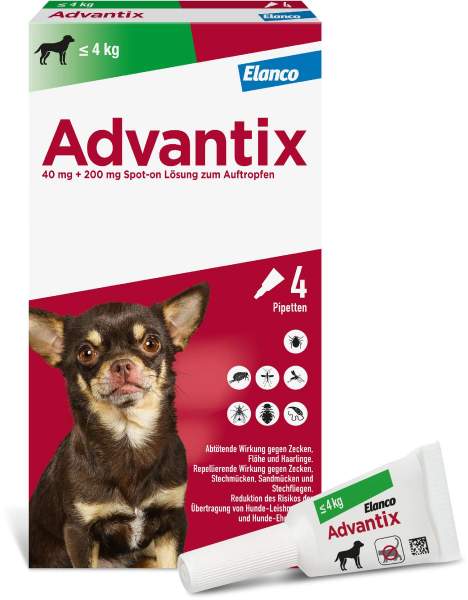 Advantix Spot-On Hund bis 4 kg 4 x 0,4 ml Lösung