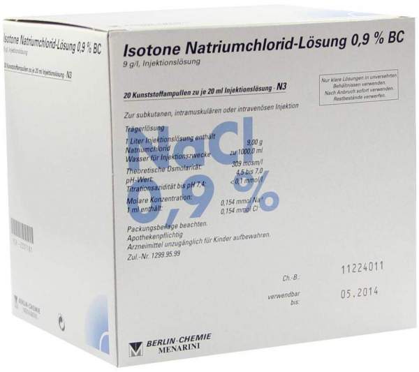 Isotone Nacl Lösung 0,9% Bc Plast.Amp. 20x20 ml Injektionslösung