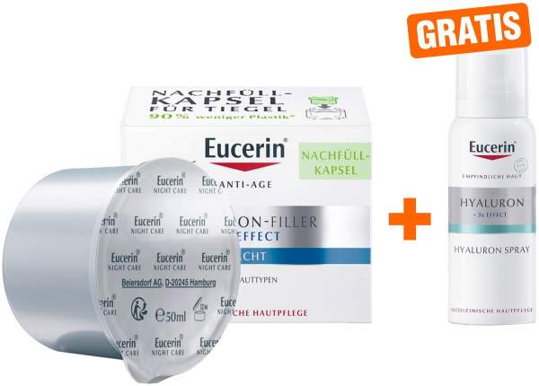 Eucerin Anti Age Hyaluron Filler Nachtpflege Refill 50 ml + gratis Anti Age Hyaluron Spray 50 ml