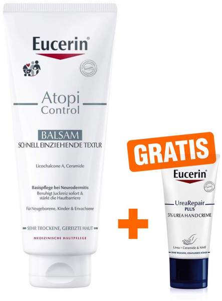 Eucerin AtopiControl Balsam 400 ml + gratis Eucerin UreaRepair Plus Handcreme 5% 30 ml