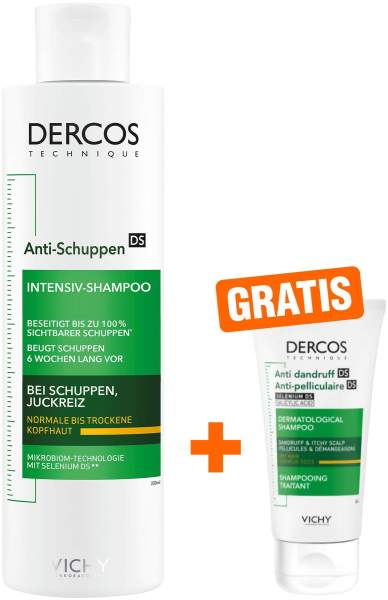 Vichy Dercos Anti-Schuppen Shampoo trockene Kopfhaut 200 ml + gratis 50 ml