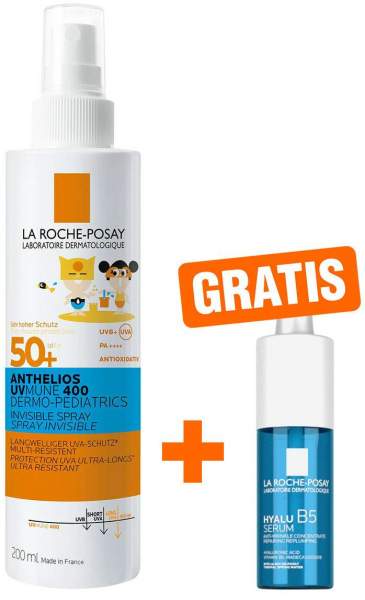 La Roche Posay Anthelios Dermo-Kids Invisible UVMune 400 LSF50 200 ml Spray + gratis Hyalu B5 Serum 10 ml