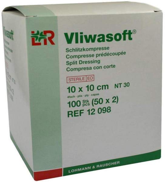 Vliwasoft Schlitzkompressen 10x10cm 4-Lalagig
