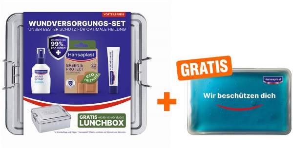 Hansaplast Wundversorgungs-Set Green &amp; Protect Box + gratis Cool Pack 1 Stück