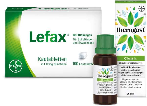 Lefax Kautabletten 100 Kautabletten + Iberogast Classic 20 ml