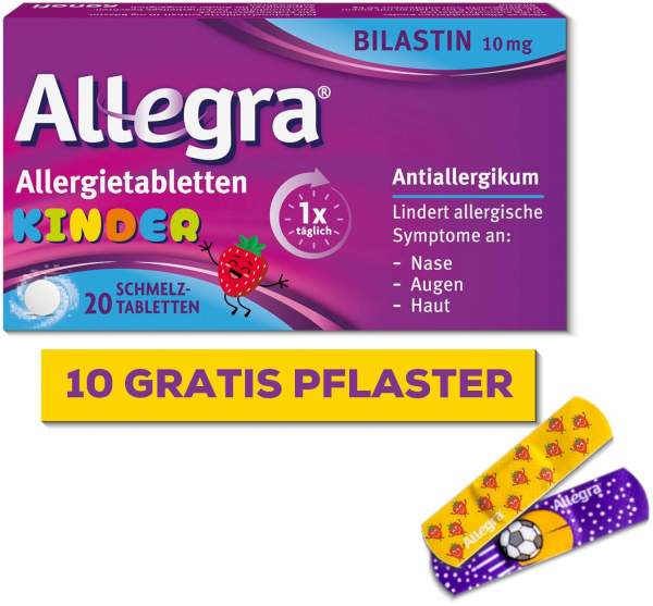 Allegra Allergietabletten Kinder 20 Stück + gratis 10 Pflaster