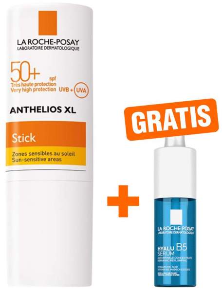 La Roche Posay Anthelios XL 9 g Stick 50+ empfindliche Haut + gratis Hyalu B5 Serum 10 ml