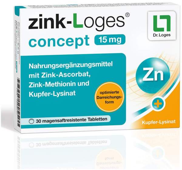 Zink-Loges concept 15 mg 30 magensaftresistente Tabletten