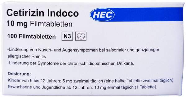 Cetirizin Indoco 10 mg Filmtabletten 100 Stück