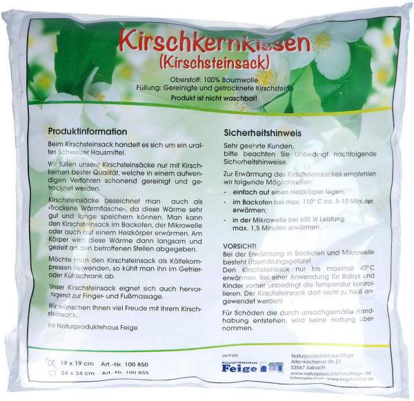 Kirschkernkissen 19x19 cm Natur 1 Stück