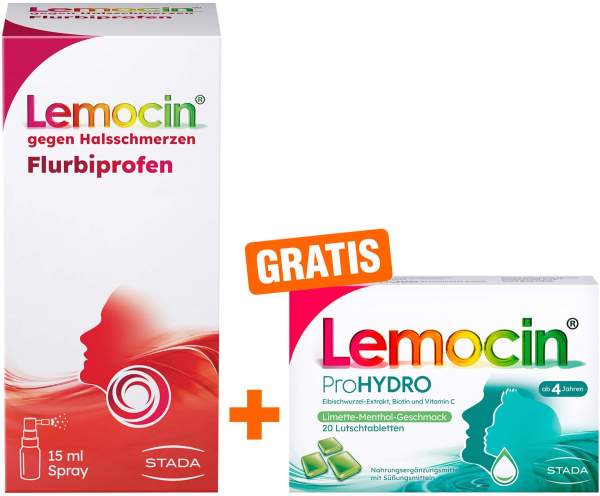 Lemocin Flurbiprofen Spray 15 ml + gratis ProHydro 20 Lutschtabletten