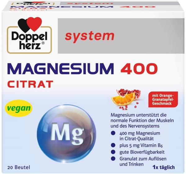 Doppelherz Magnesium 400 Citrat System Granulat 20 Beutel