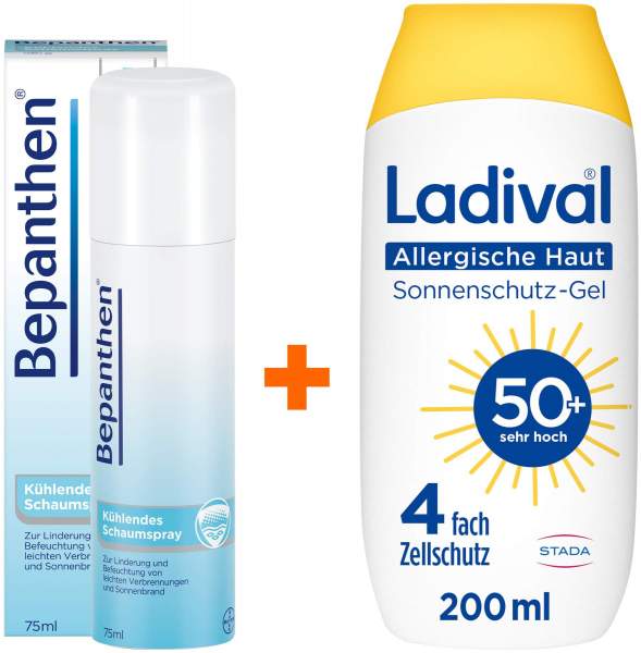 Bepanthen Schaumspray 75 ml + Ladival allergische Haut Sonnenschutz-Gel LSF50+ 200 ml